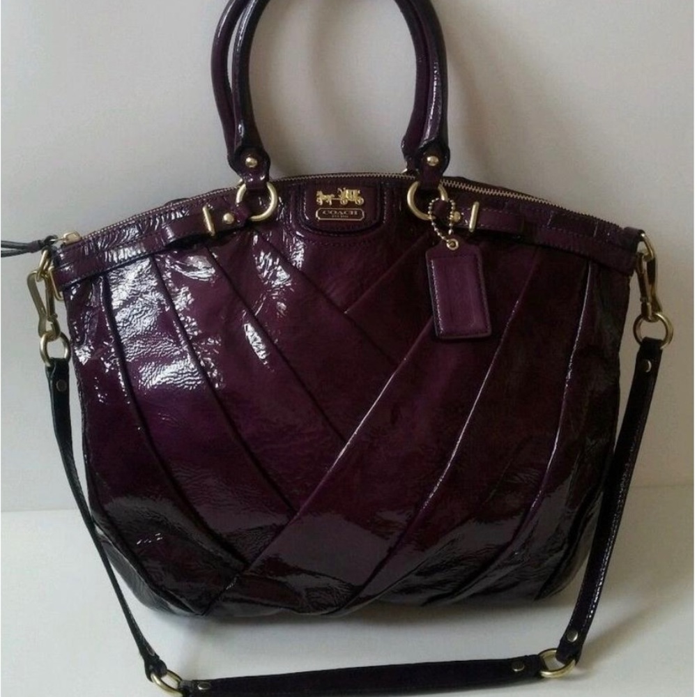 Coach Purple Madison Lindsey Patent Leather Satchel